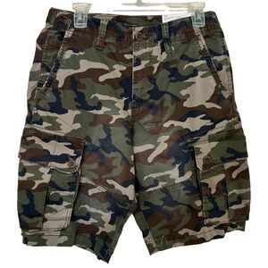 American Eagle Flex Lived-In Cargo Shorts At The Knee Camo Size 30  NWT NEW